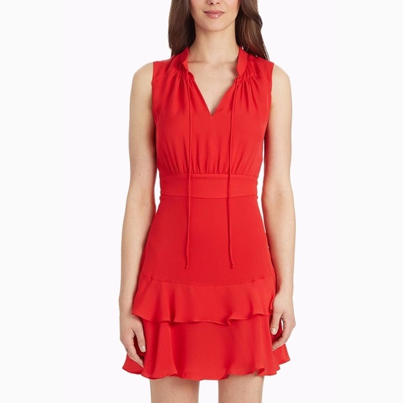 NEW Parker Red Silk Dress Size Large - Picture 3 of 8